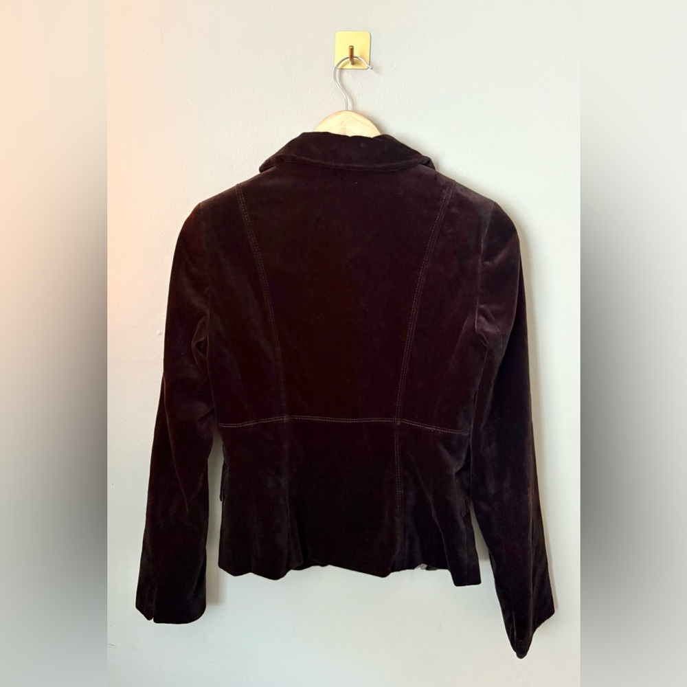 Size 2 J. Crew Chocolate Brown Vintage Velvet Bella Blazer - Picture 6 of 6